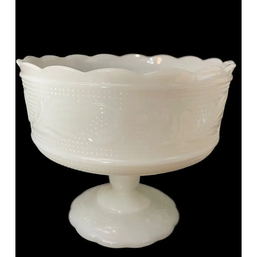 Vintage E.O. Brody Co. Milk‎ Glass Pedestal Bowl Made in USA 5.5
